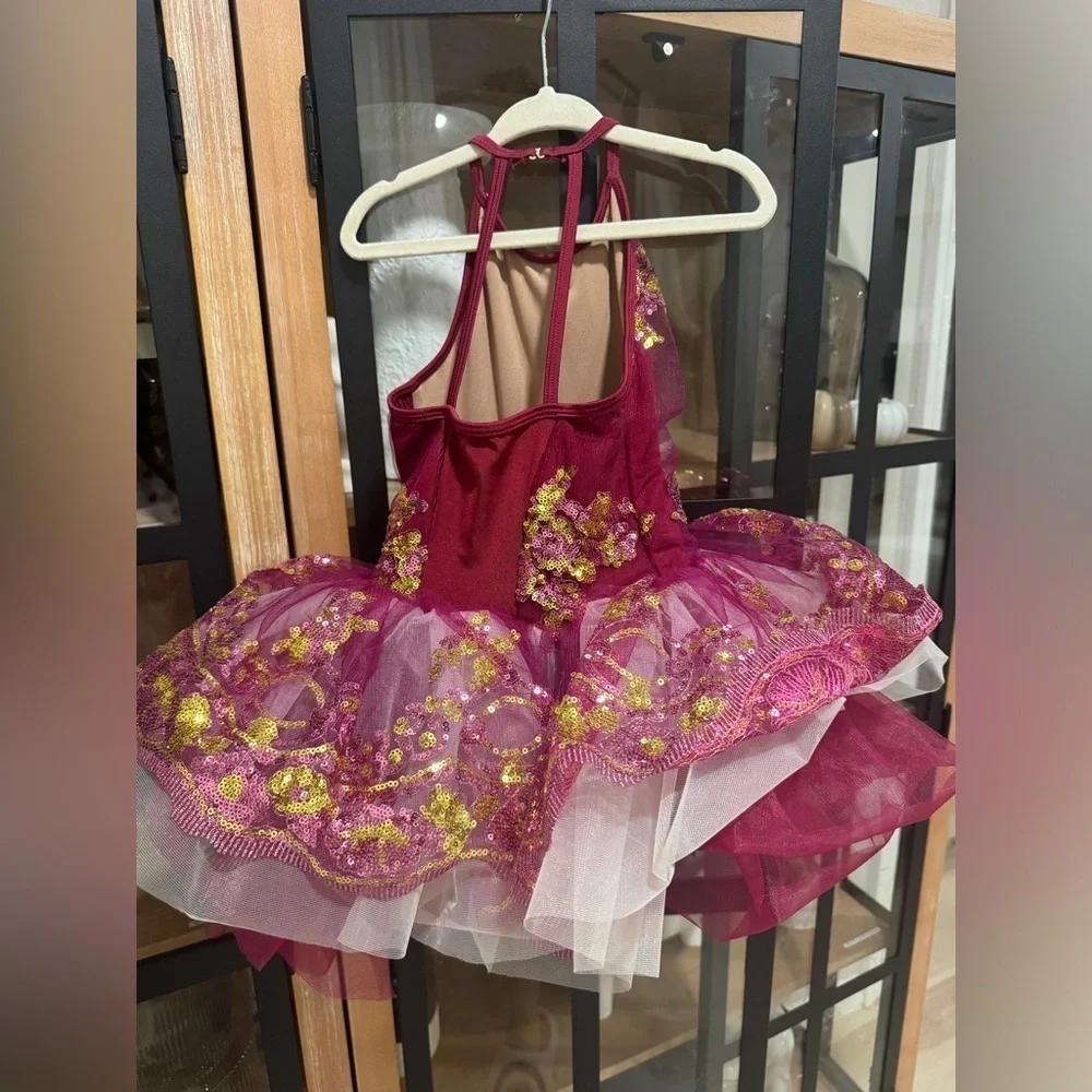 Revolution Fairy Maroon Ballet Dance Costume Sequined burgundy toddler tutu